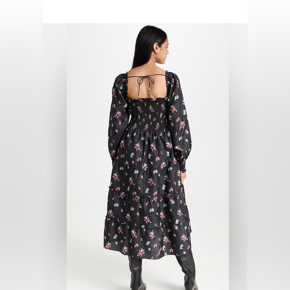 Hill House Black Floral Women’s off the shoulder Dress - Picture 3 of 7